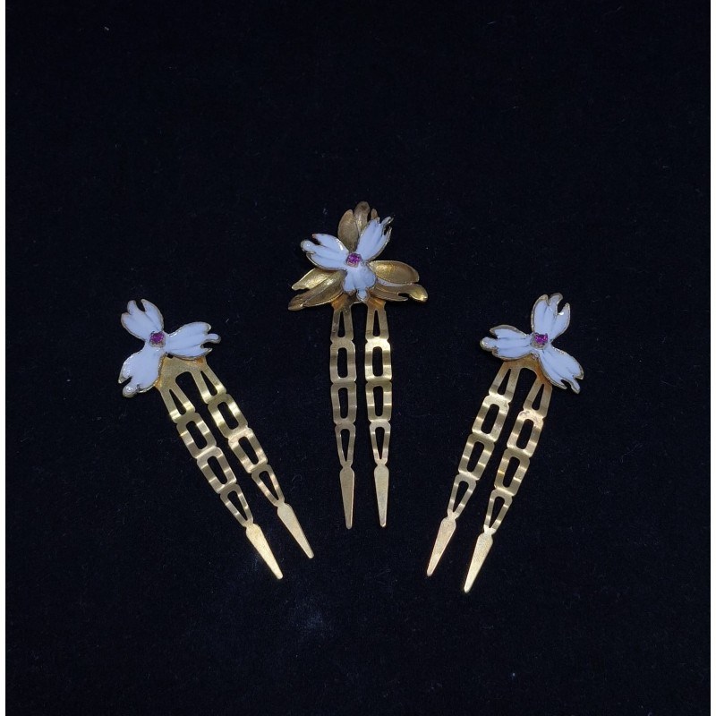 Trio Peinas Flor Esmaltada Trio Peinas Flor Esmaltada
